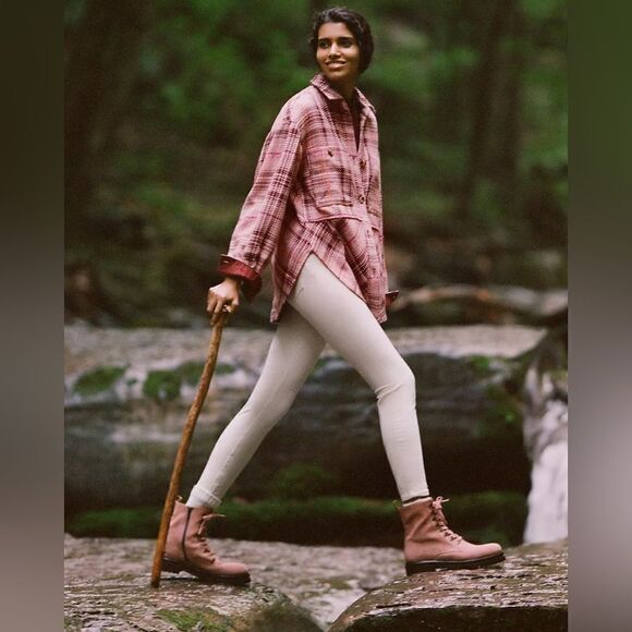 ANTHROPOLOGIE Hudson Plaid Shirt Jacket tweed Shacket NWT Large - Picture 10 of 10